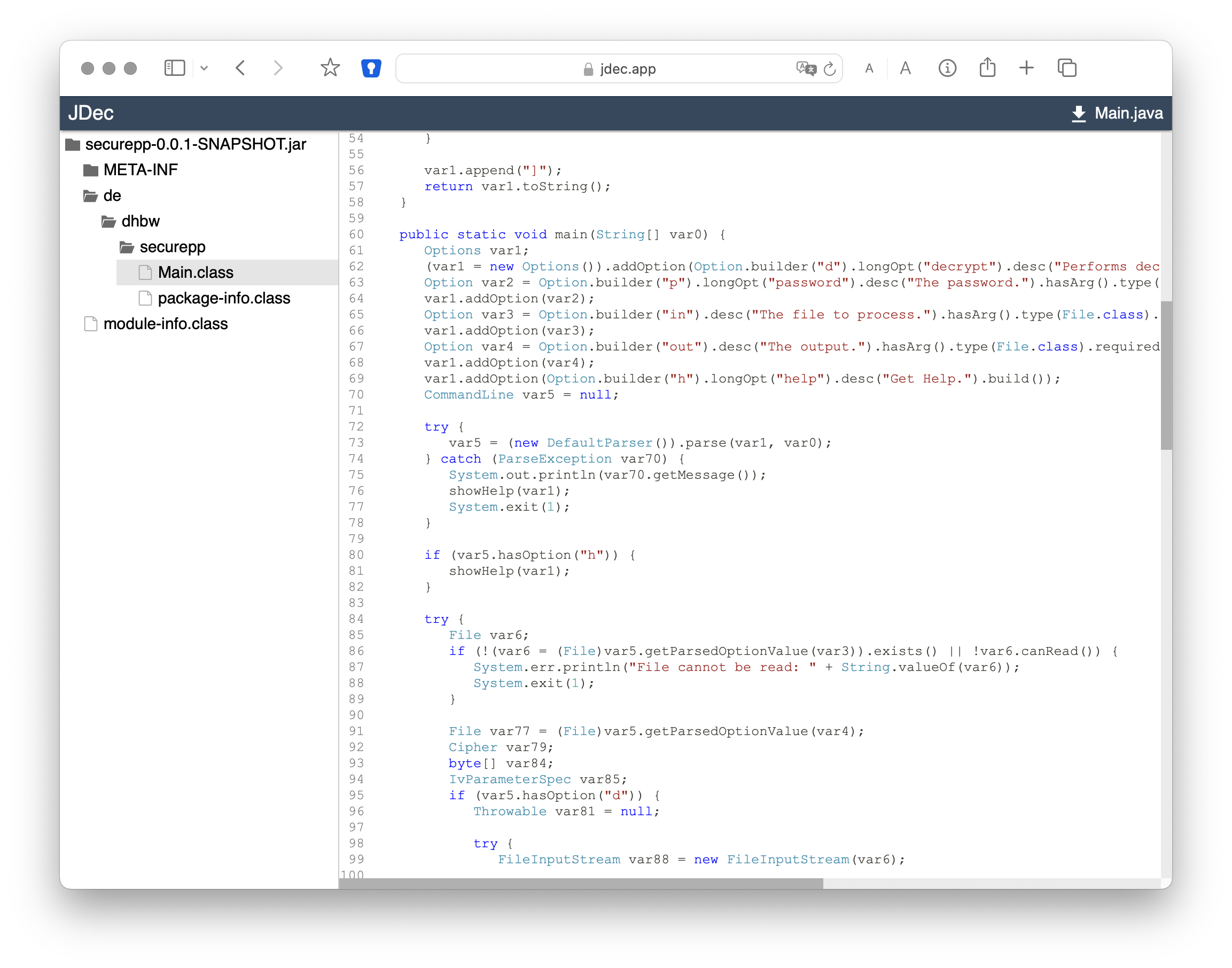 The JDec Decompiler (Java)