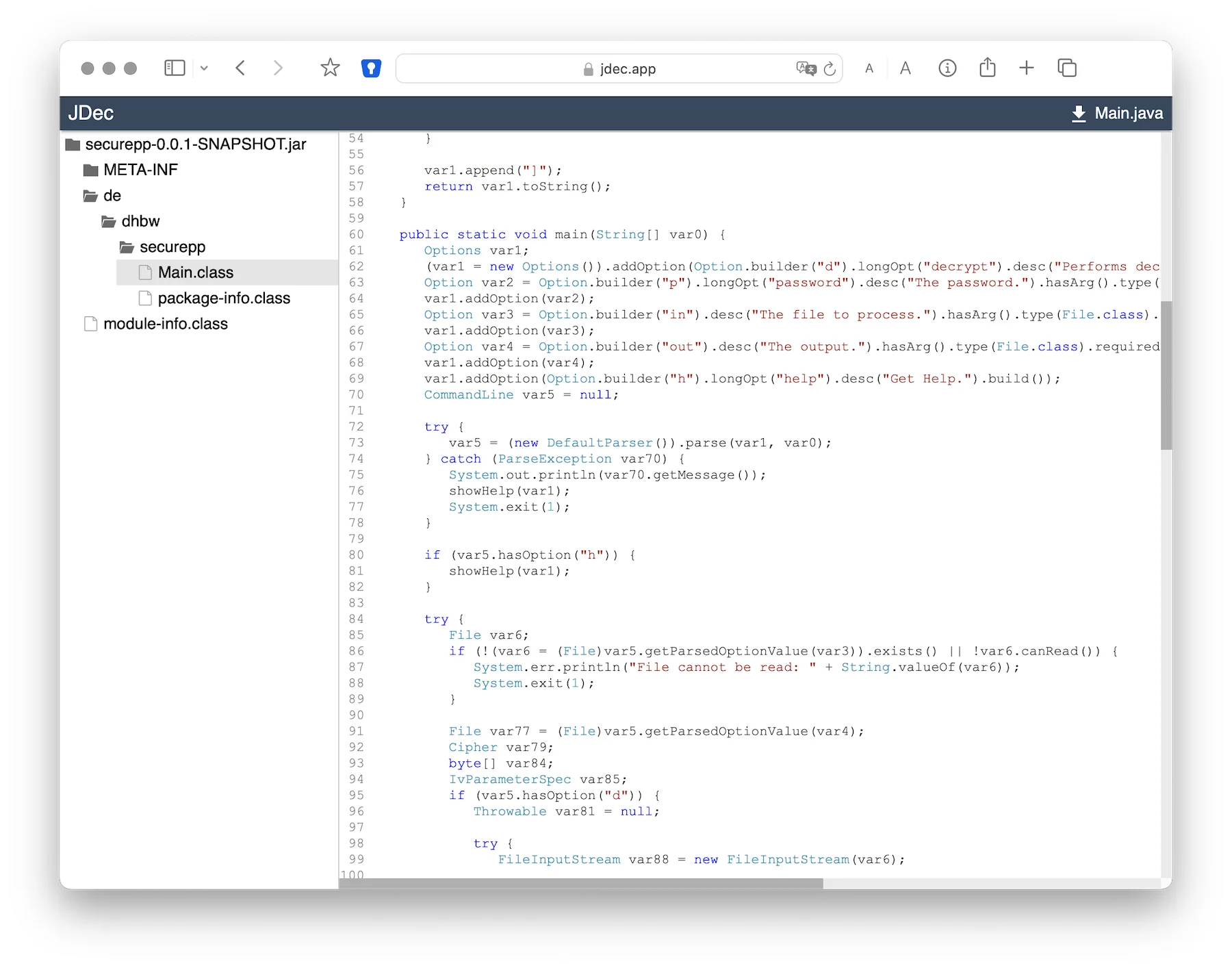 The JDec Decompiler (Java)