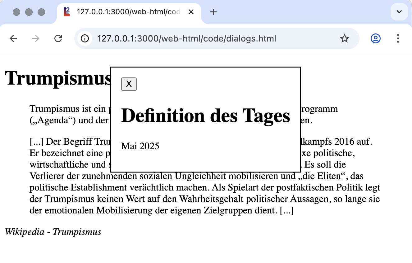 Dialog ist geöffnet