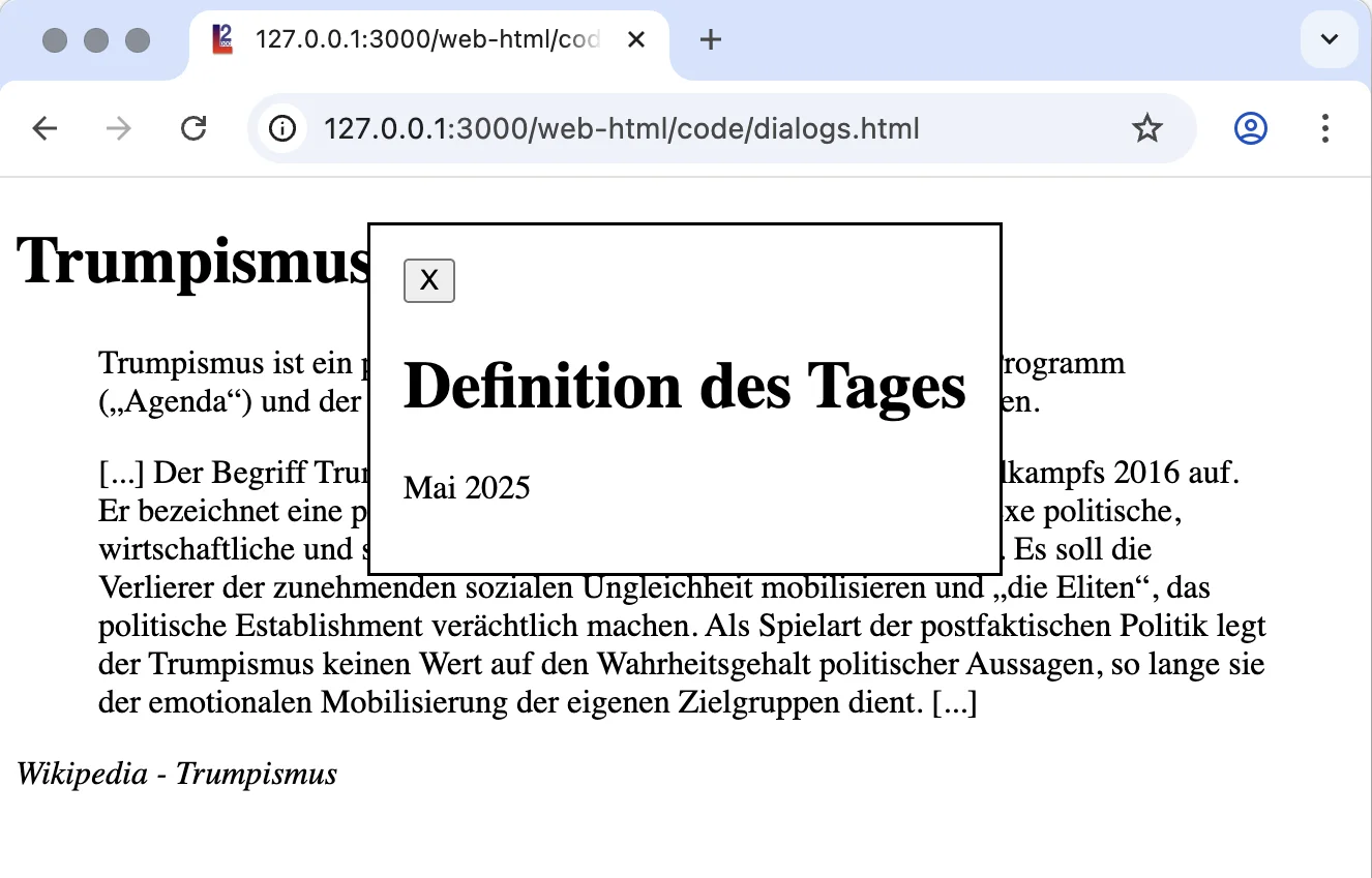 Dialog ist geöffnet